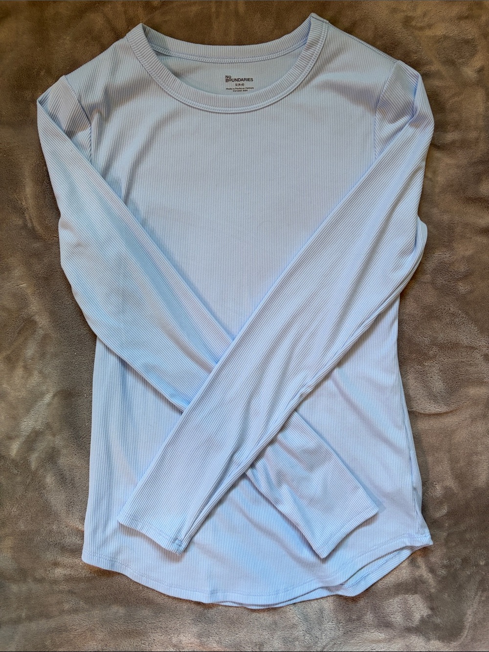 No Boundaries Pale Blue Ribbed Crewneck Top